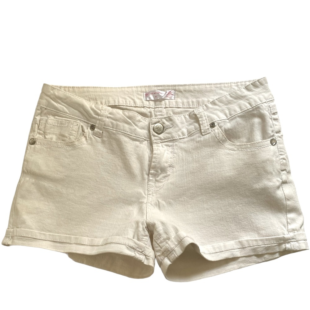 White Jean Shorts High Waist Denim No Boundaries